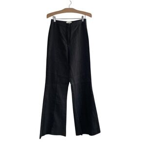 DISSH Black Linen Wide Leg High Rise Seam Detail Trousers Pants US 6 AU 10 EU 38